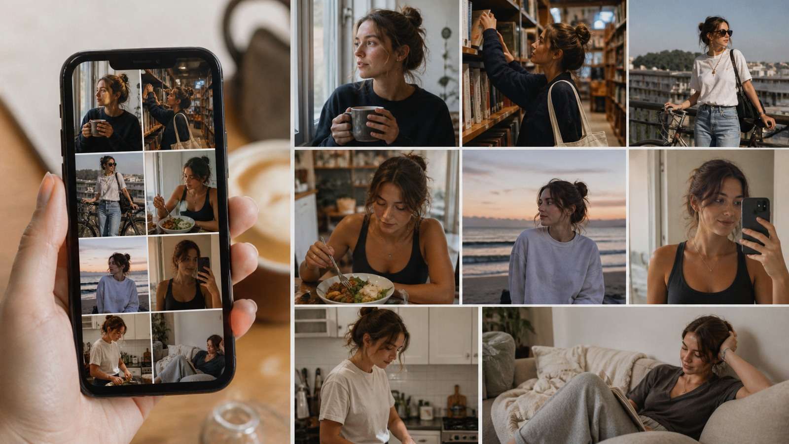 Instagram AI Photodump and TikTok Workflow visual example for AI photodump