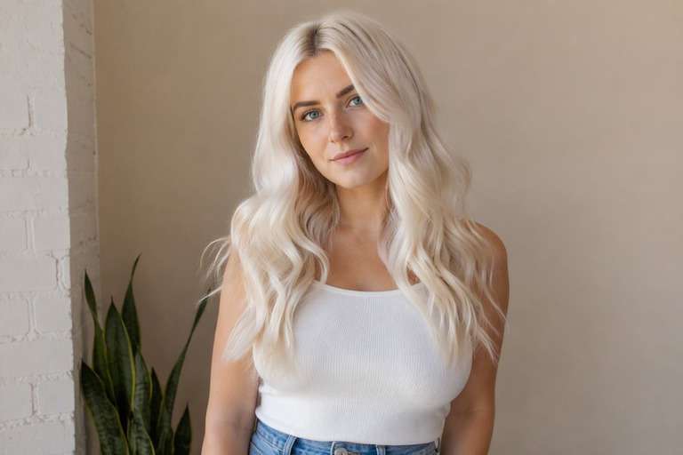 Bold Platinum Blonde hair color result
