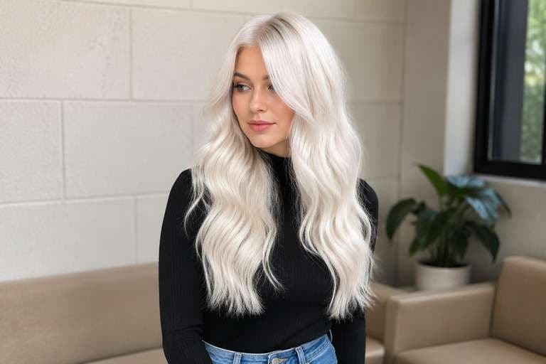 Creamy Platinum hair color result