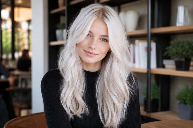 Silver-Toned Platinum hair color result