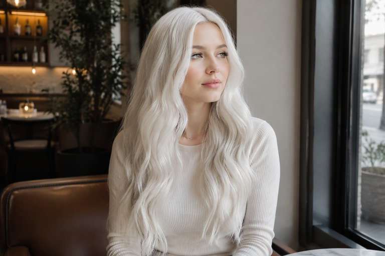 Dimensional Platinum Blonde hair color result