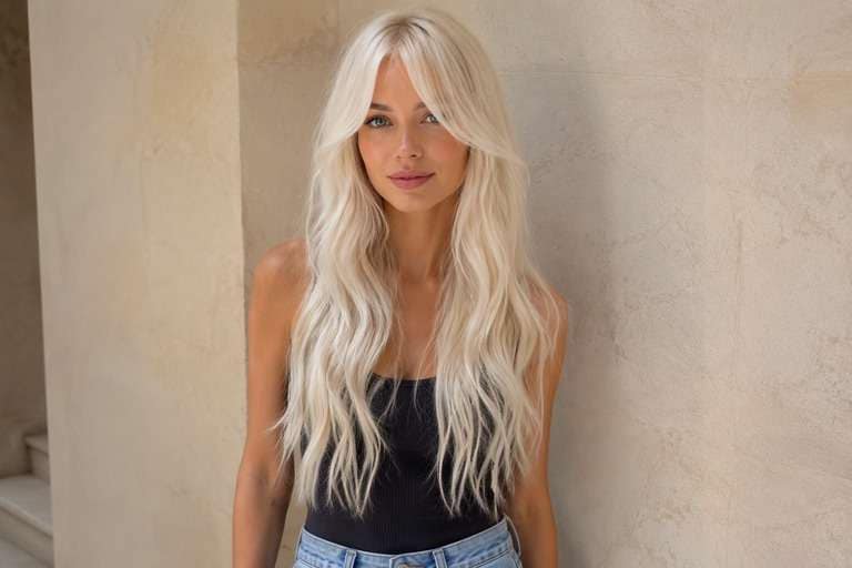 Face-Framing Platinum Blonde hair color result