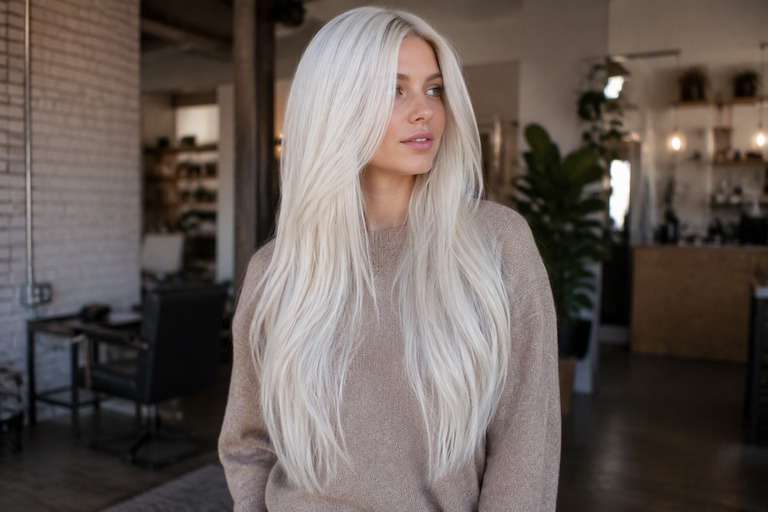 Natural-Light Platinum Blonde hair color result