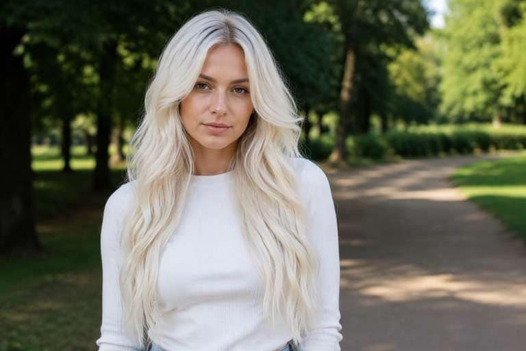Soft-Root Platinum Blonde hair color result