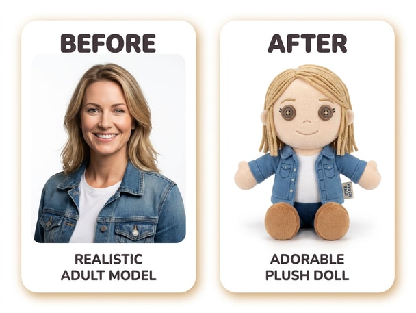 plush portrait showing realistic cute plush character using AI