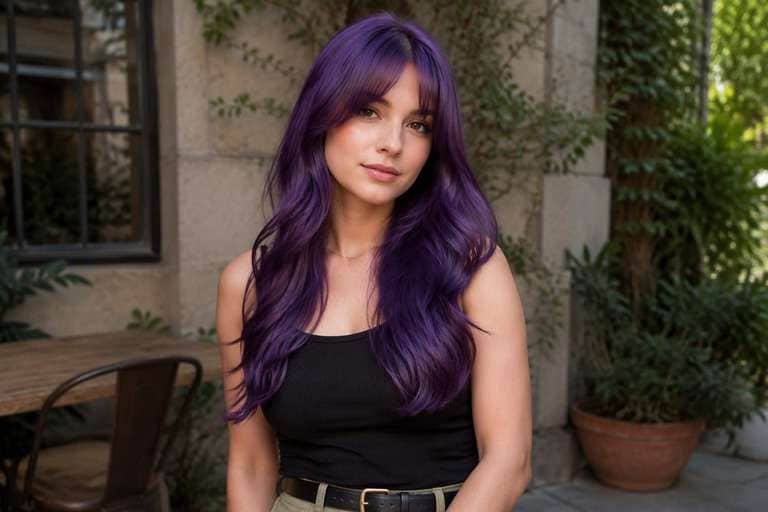 Dimensional Purple hair color result