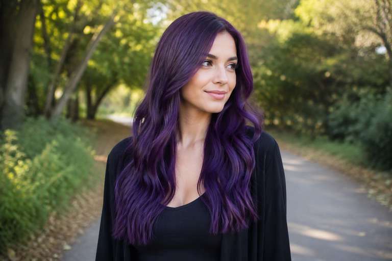 Glossy Purple hair color result