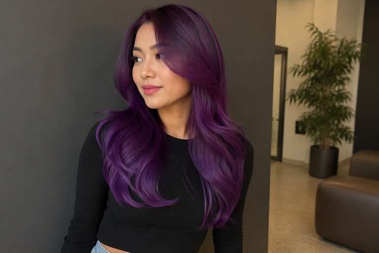 Soft-Root Purple hair color result