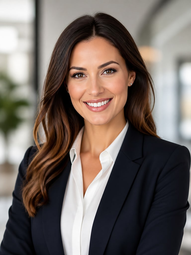 AI brokerage team headshot featuring a polished adult realtor with consistent professional styling and confident expression