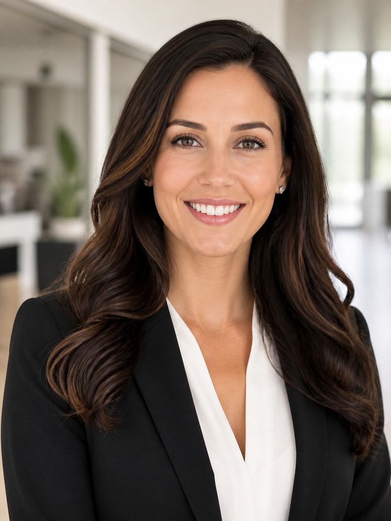 AI realtor headshot optimized for LinkedIn and social profiles with sharp framing, friendly expression, and clean background