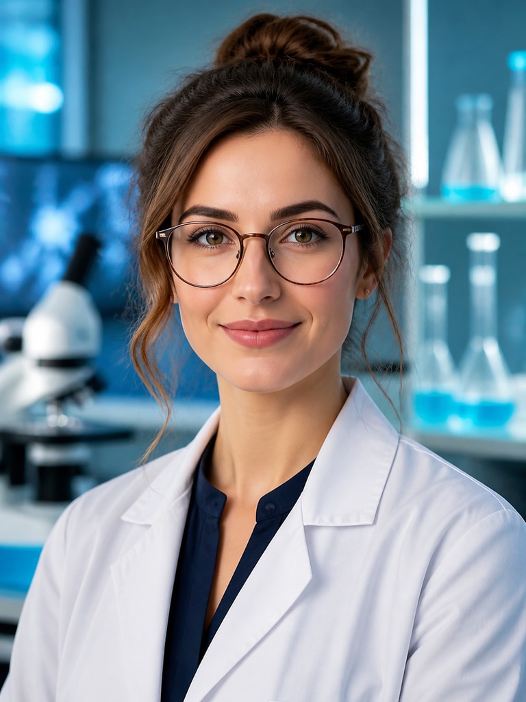AI-generated portrait of a science communicator for a website bio or media profile