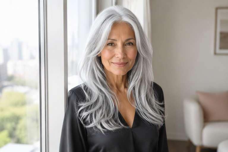 Bright Silver hair color result