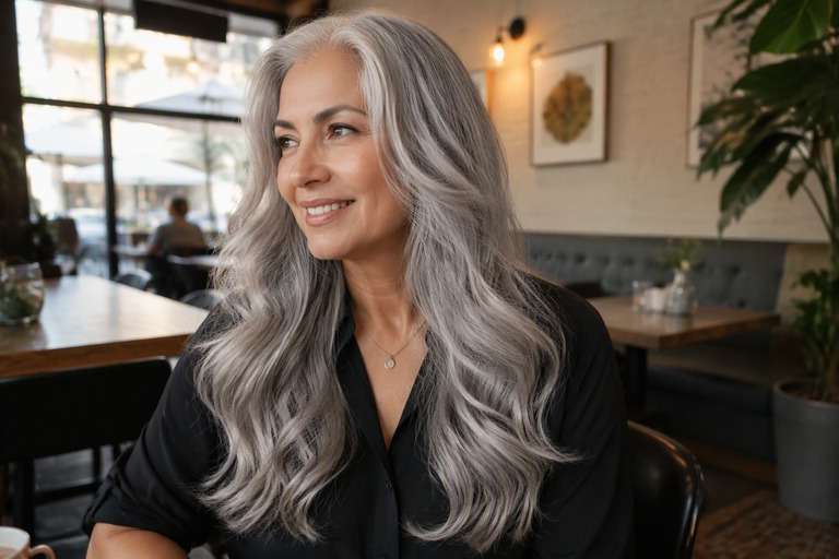 Soft-Root Silver hair color result