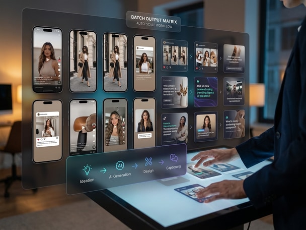 Dashboard visual of AI workflow automation for social posts
