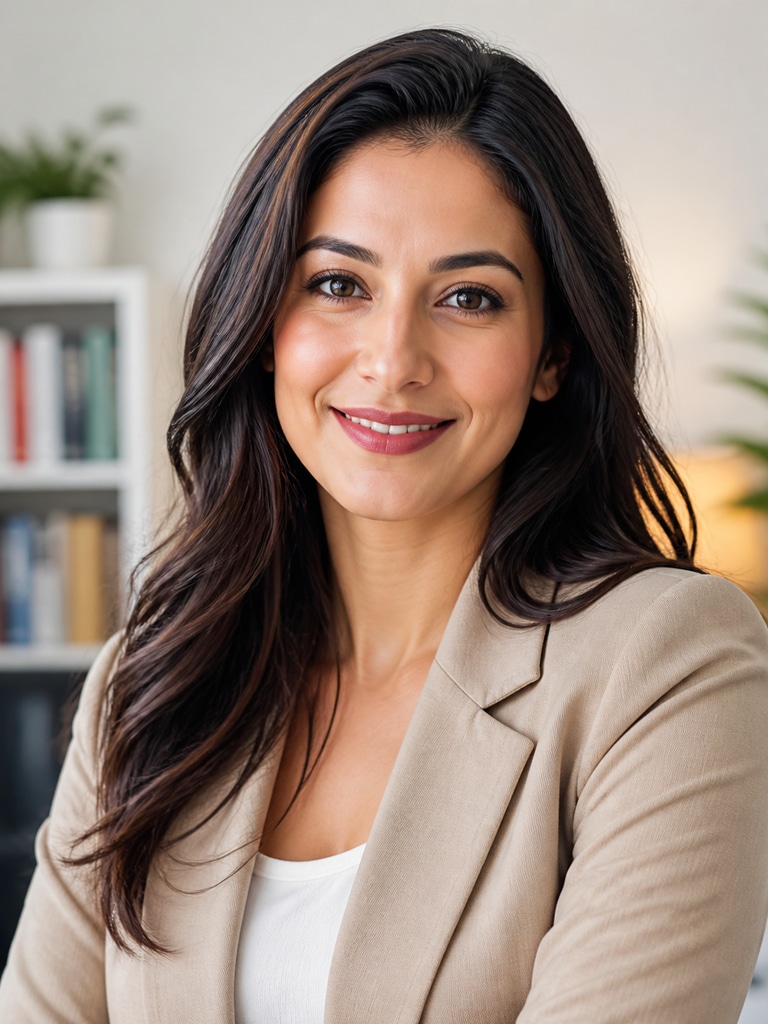 AI-generated instructor headshot for an online course landing page and educator bio