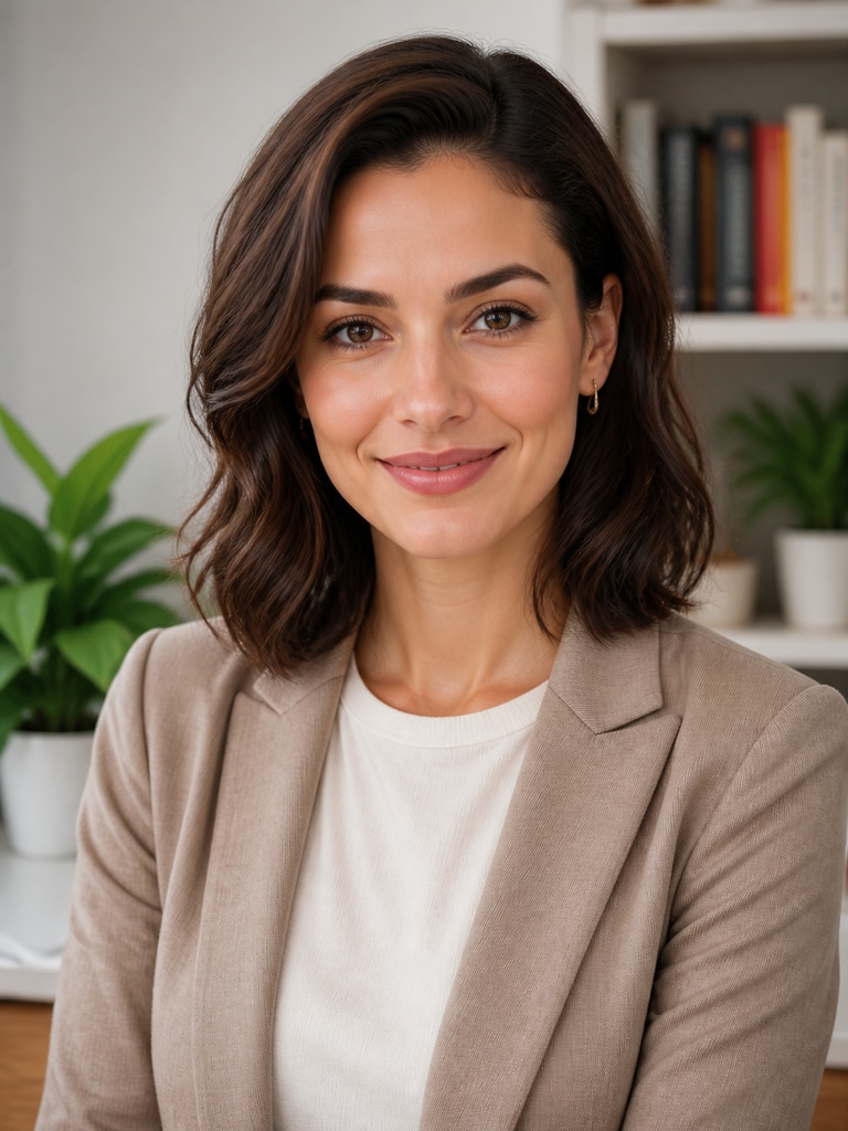 Professional AI tutor headshot for a tutoring profile with a friendly and credible look