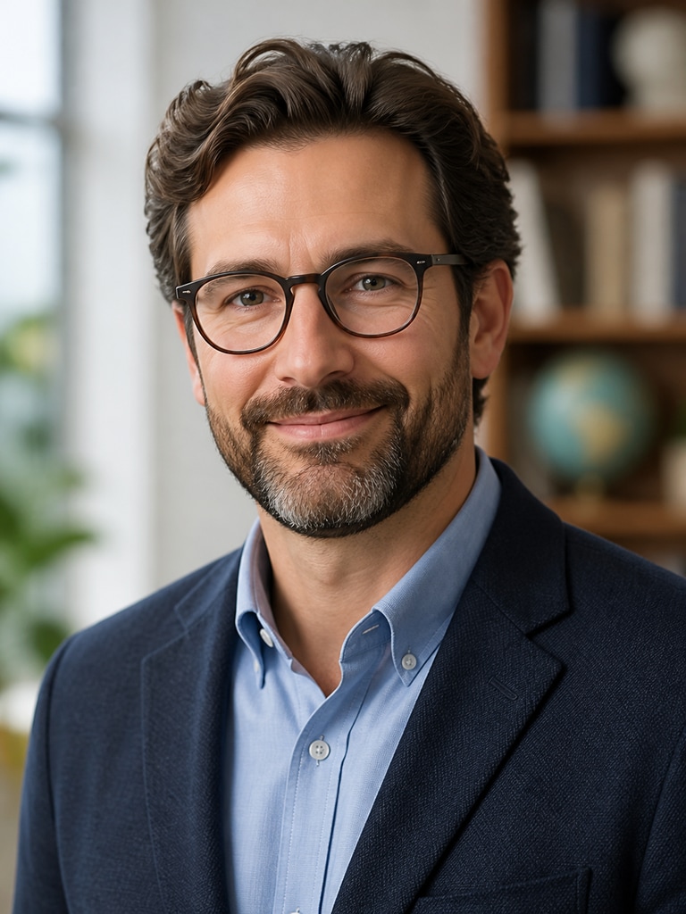 AI-generated school staff headshot designed for presentation slides and team introductions