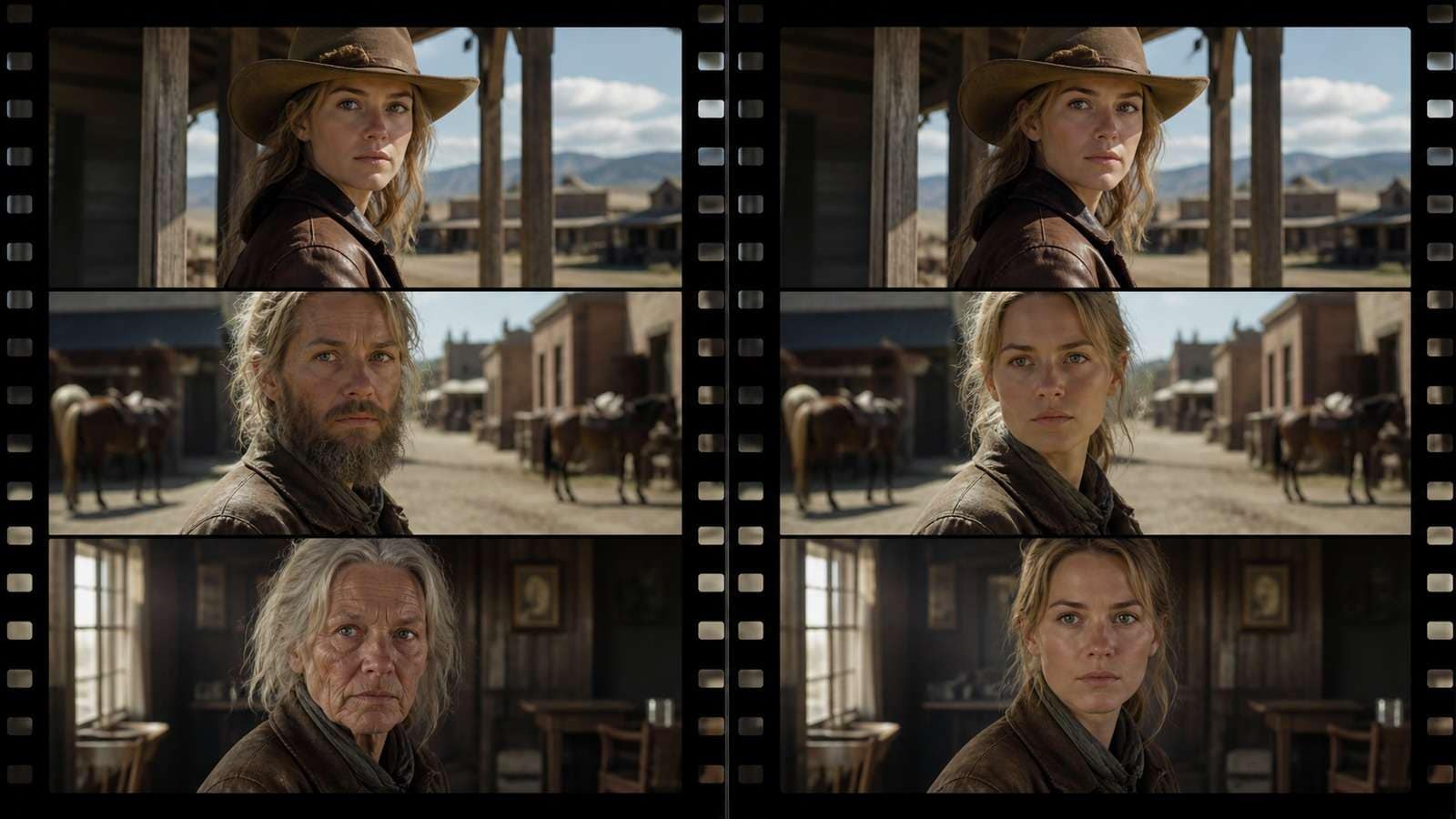 AI video character drift before and after showing stable face hair age and wardrobe across shots