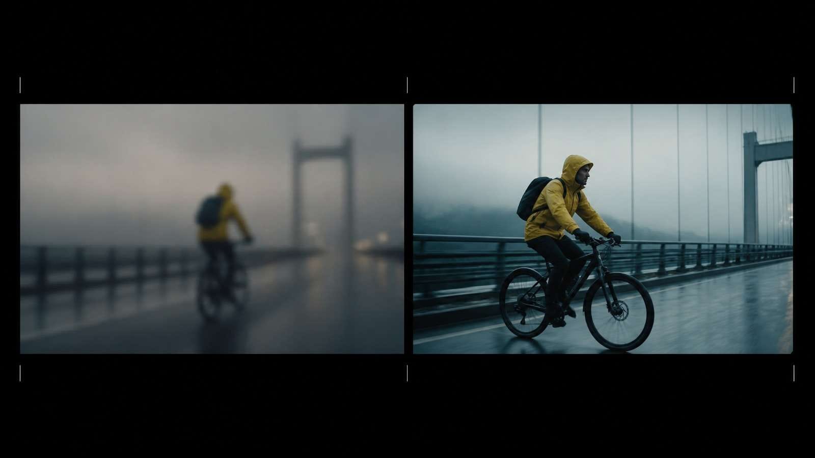Before and after example showing how specific shot direction improves an AI video result