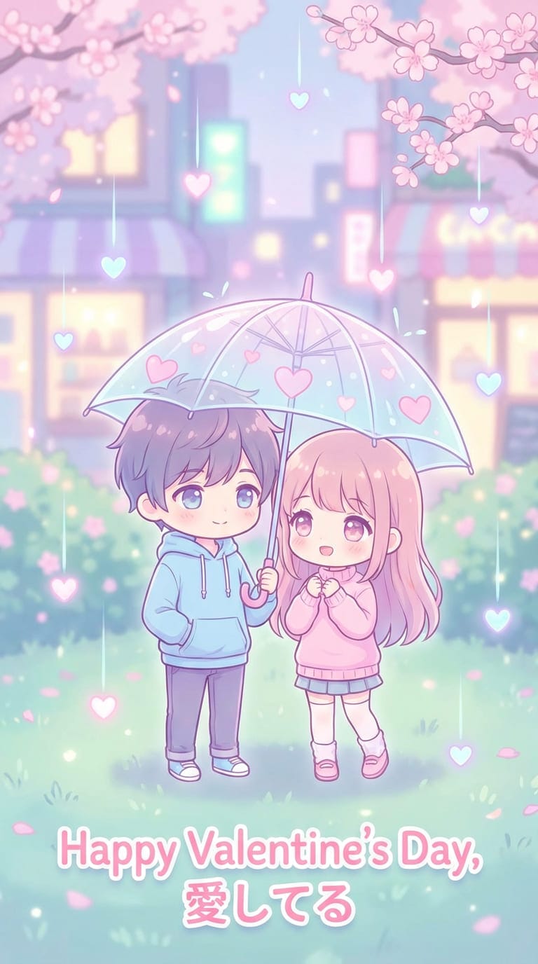 Cute anime Valentine couple wallpaper