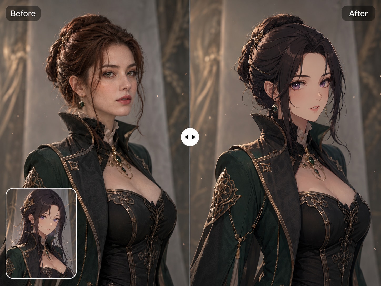Creative anime avatar face swap comparison