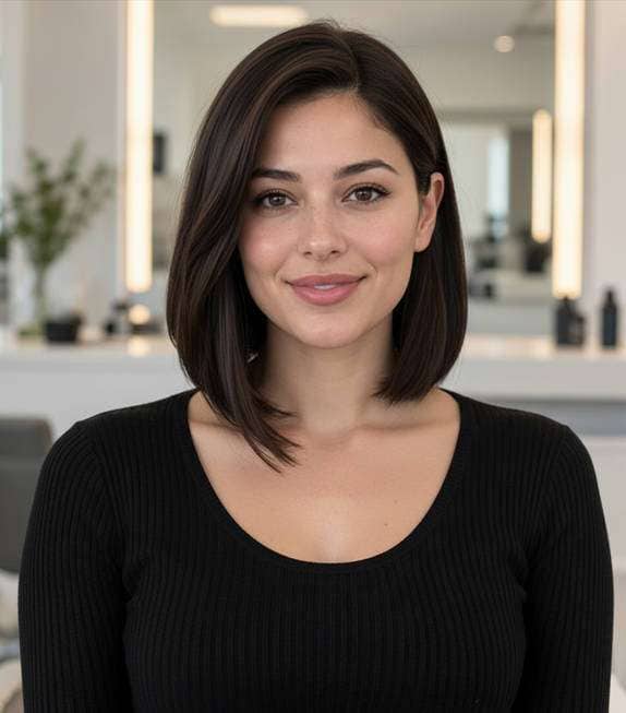 Deep Side Part Asymmetrical Bob