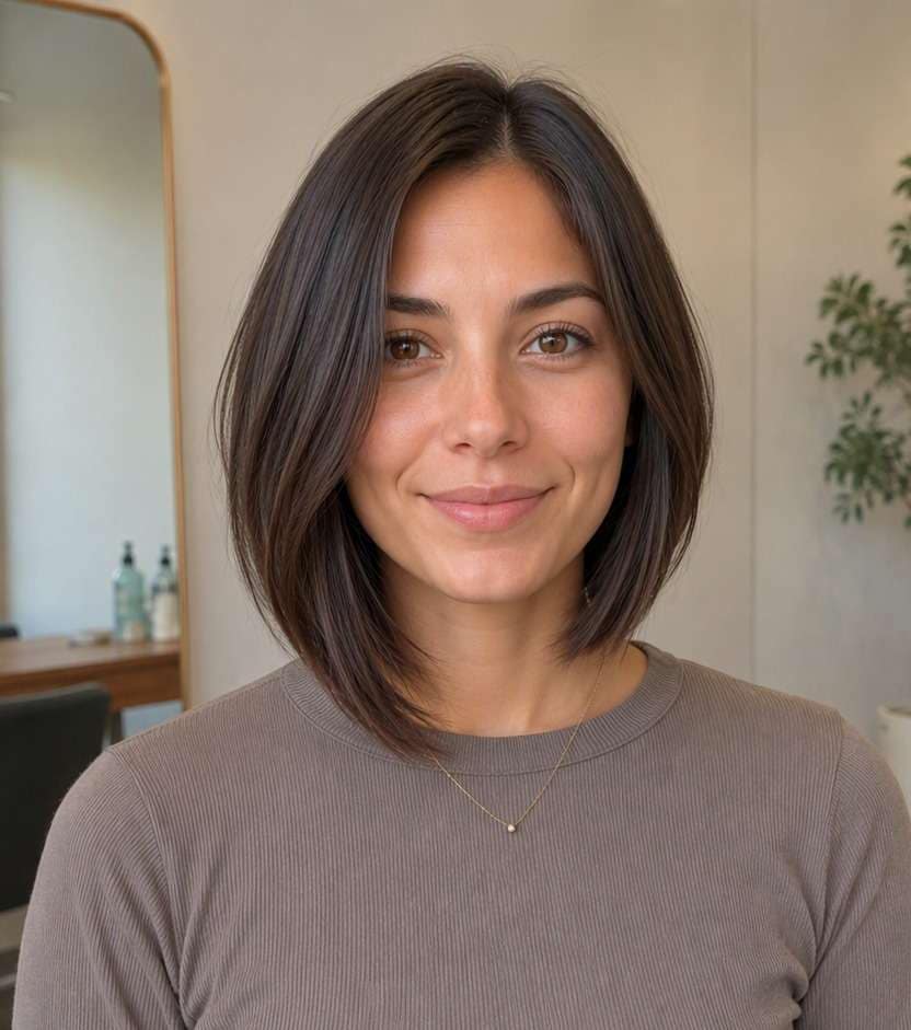 Asymmetrical bob side length contrast