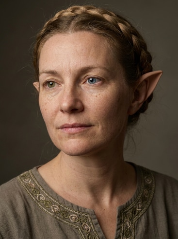 AI fantasy elf character showing asymmetrical eyes