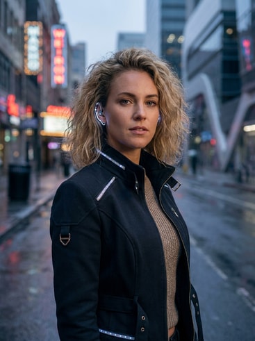 AI-generated futuristic female cyber model