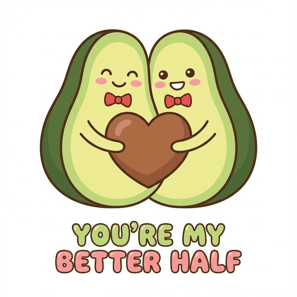 Avocado couple hugging clipart