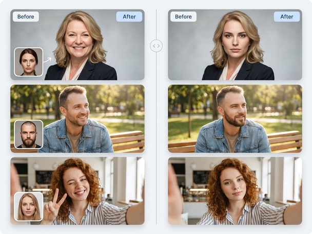 AI bulk swap photo collection grid