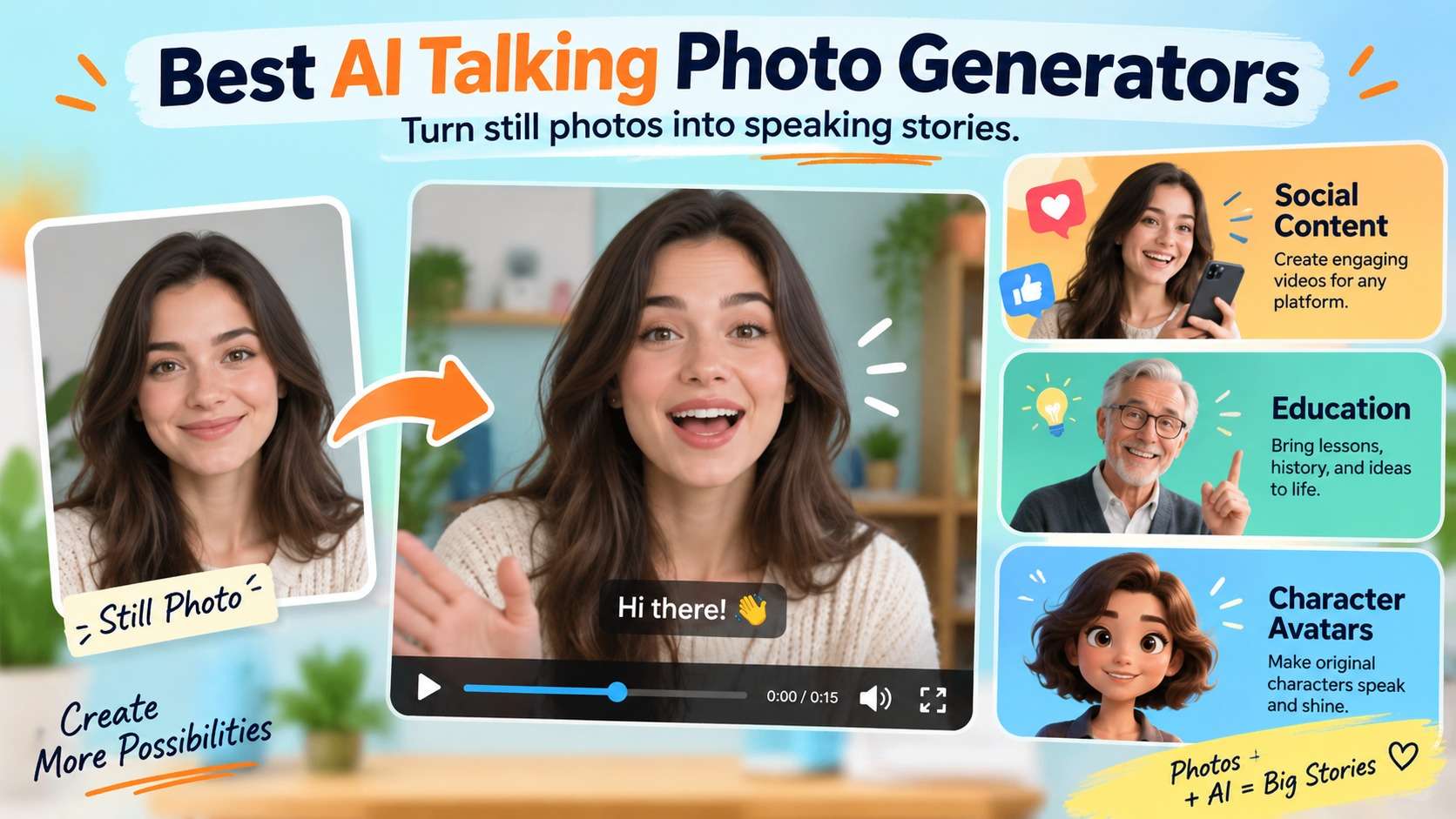 Los mejores generadores de fotos parlantes con IA para Avatares, vídeos sociales, formación y personajes