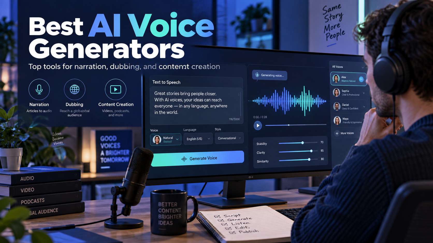 7 AI Voice Generators for Natural TTS, Voiceovers, Cloning, and Production