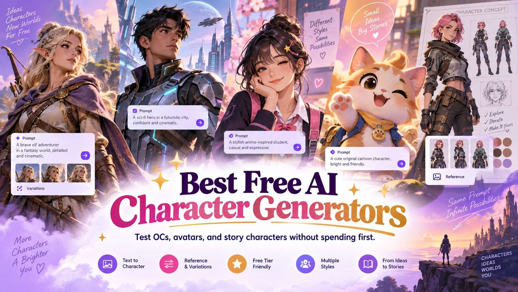 Best Free AI Character Generators for Testing OCs, Avatars, and Story Characters