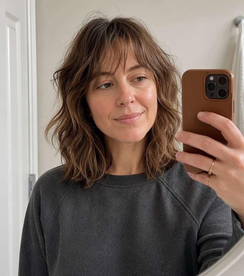 Birkin Bangs with Wavy Hair