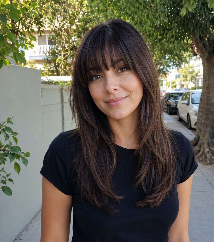 Blunt Bangs with Long Layers