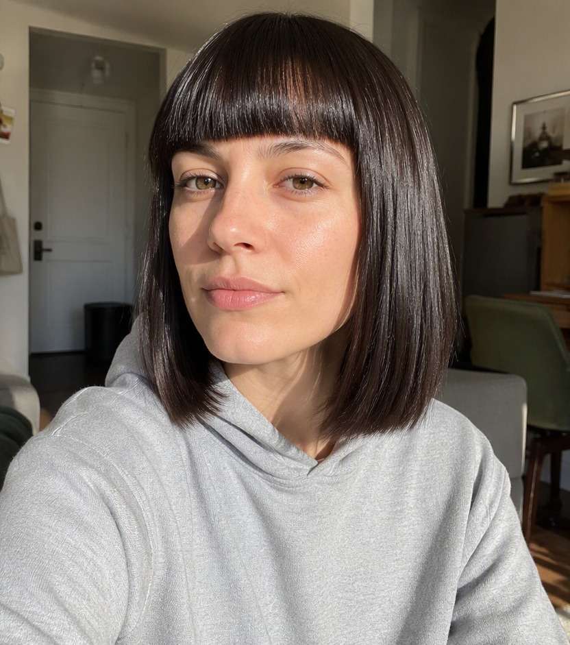 Sleek Dark Hair Fringe