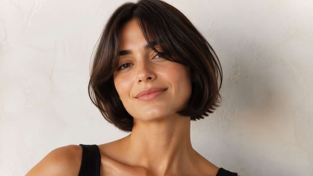 Chin Bob with Curtain Bangs