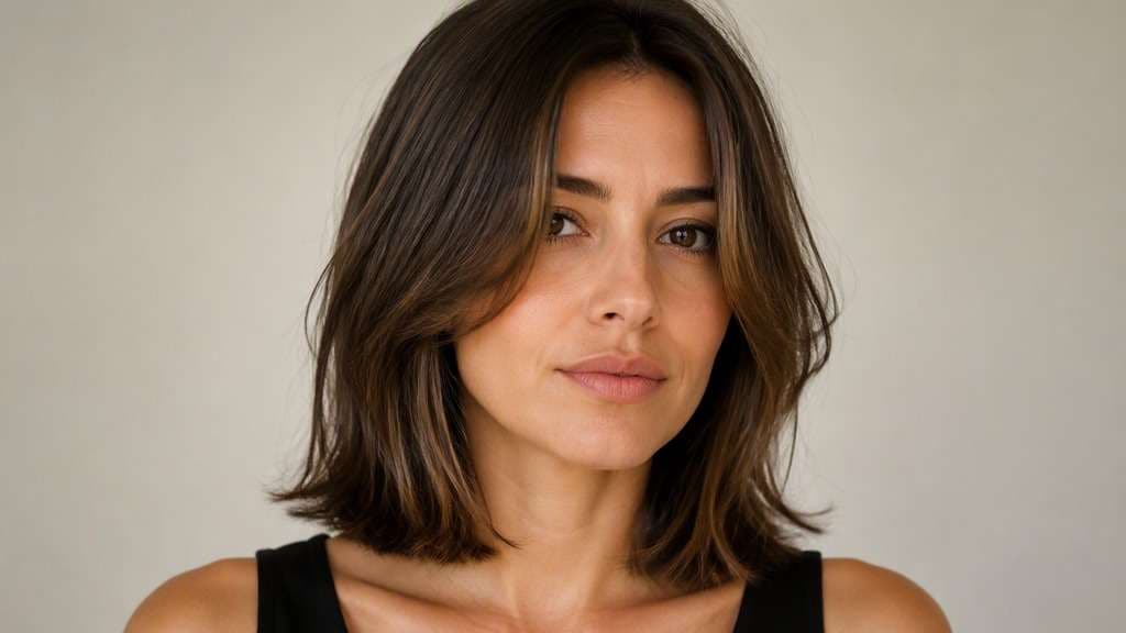 Collarbone Lob with Curtain Bangs