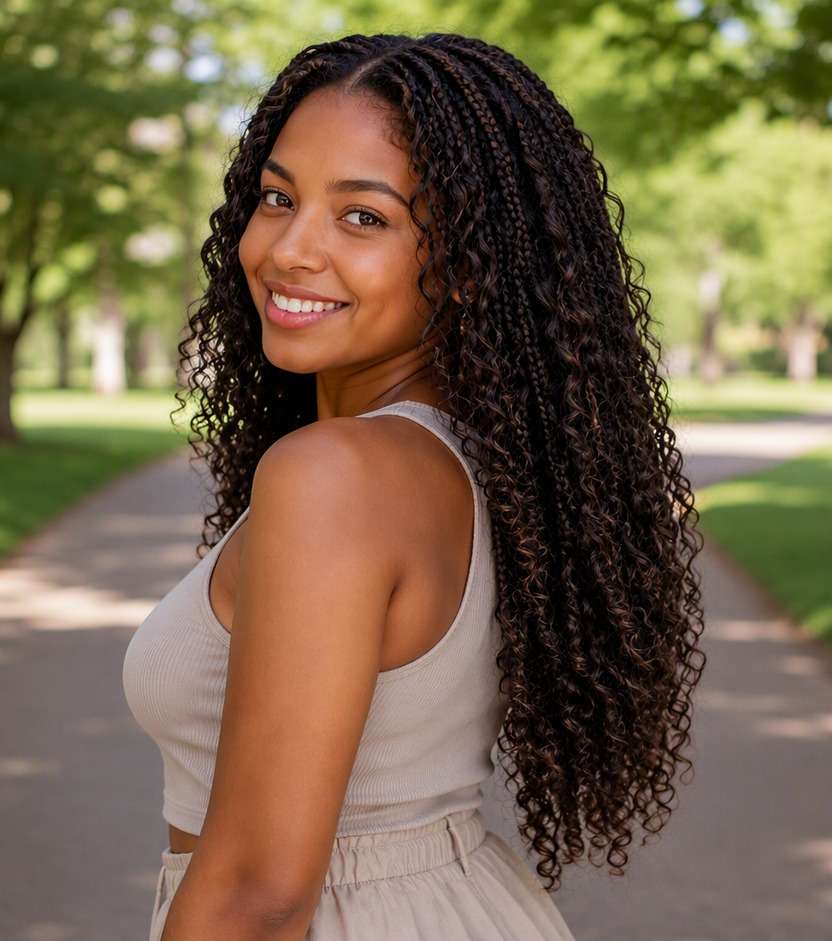 Boho Braids after hairstyle try on