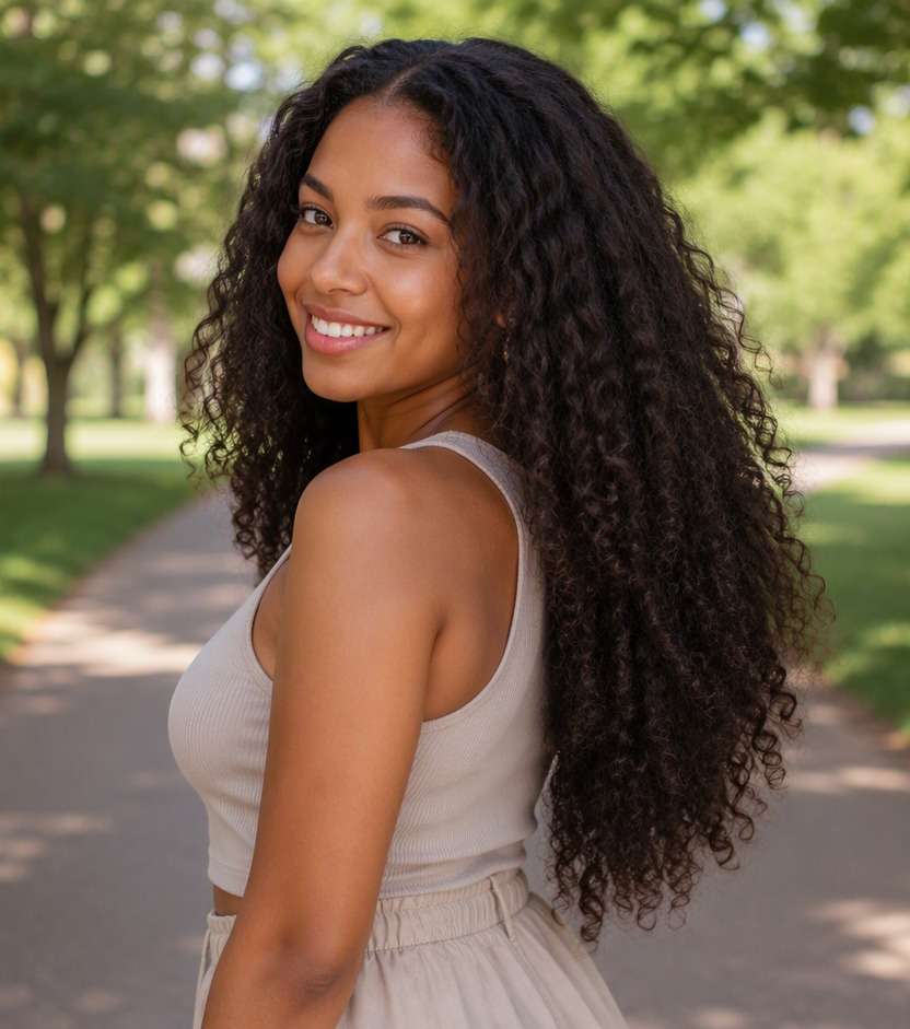 Natural hair before Boho Braids preview