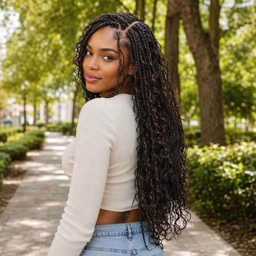 Side-Part Boho Braids hairstyle photo preview