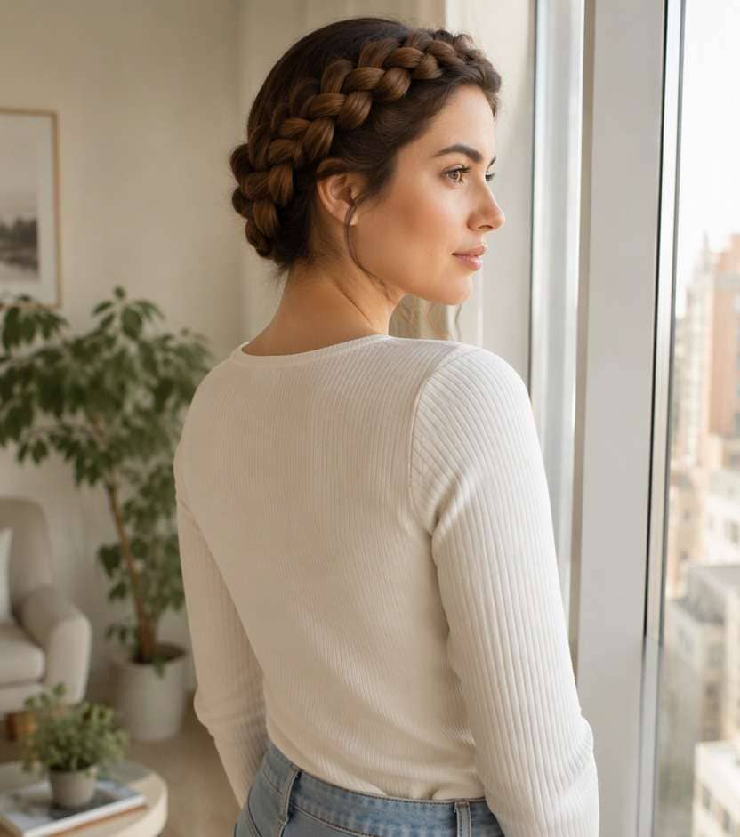 Braided Crown after hairstyle try on