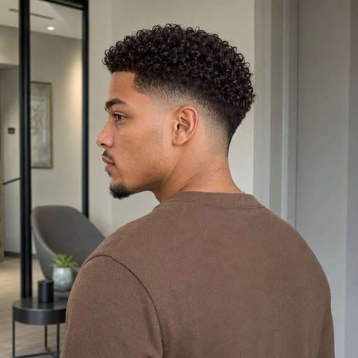 Burst Fade Curly Top hairstyle preview