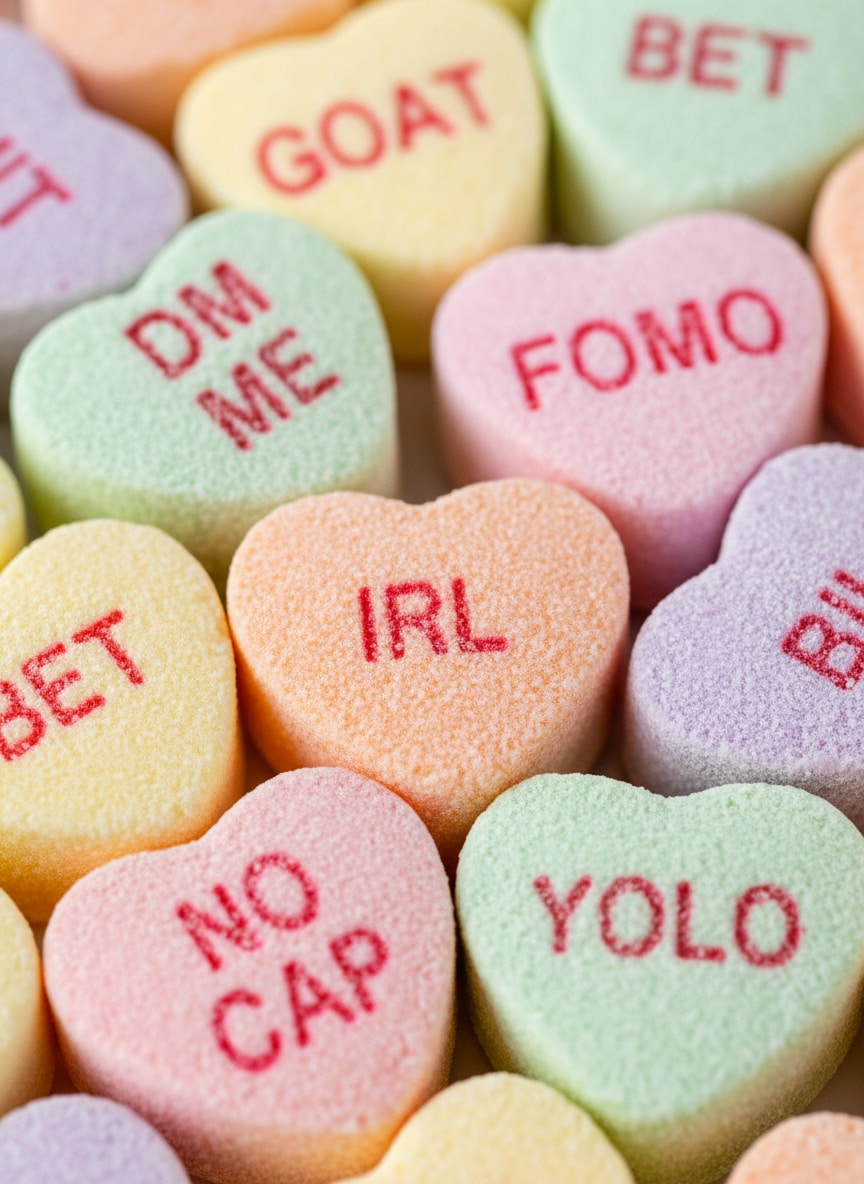 Candy Hearts Macro Texture