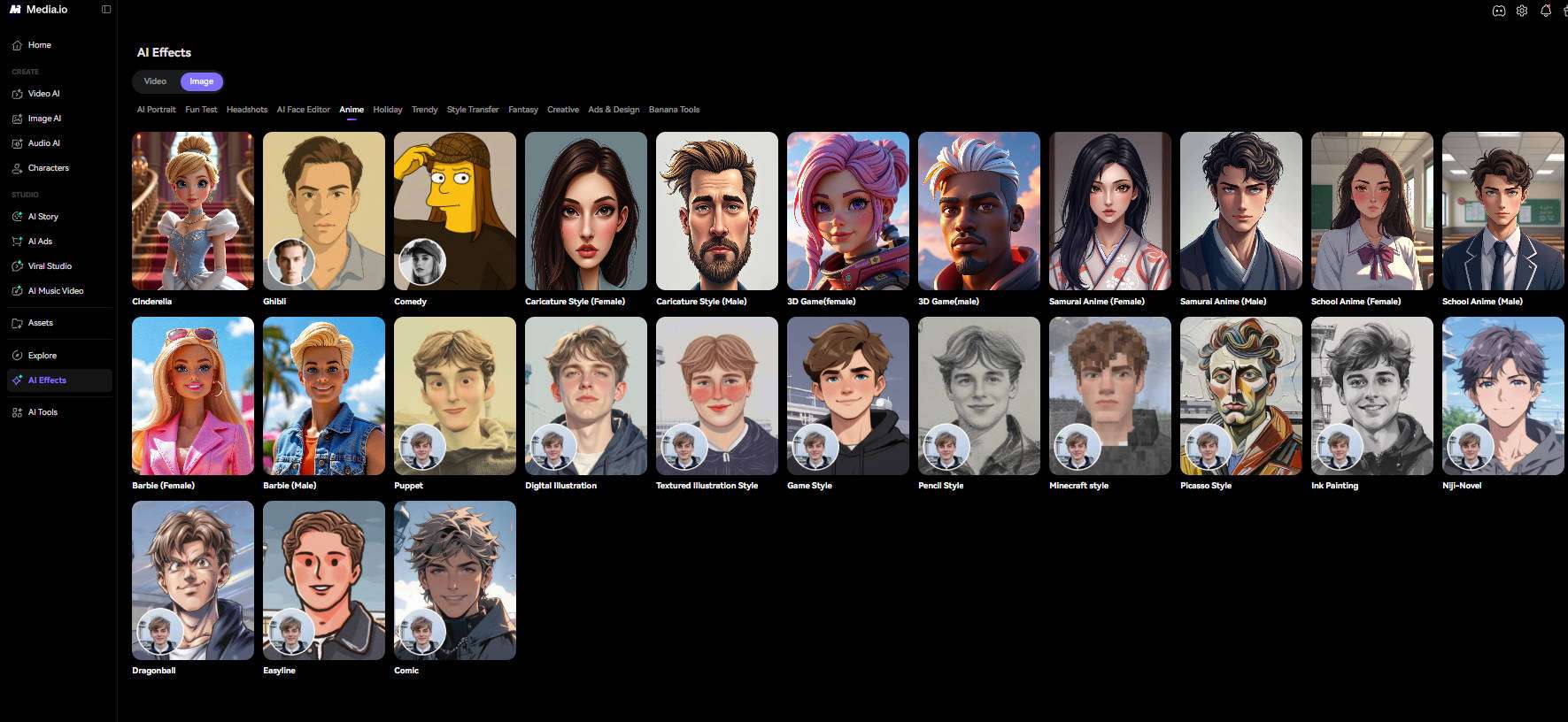 media.io ai image effects