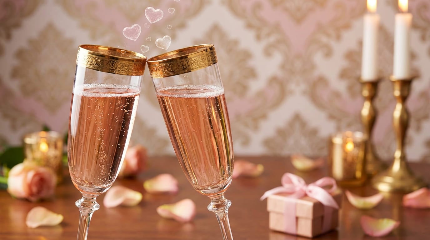 Luxury champagne Valentine celebration wallpaper