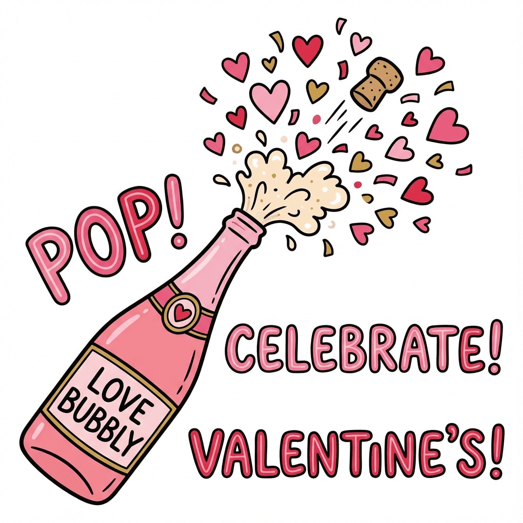 Champagne hearts popping clipart