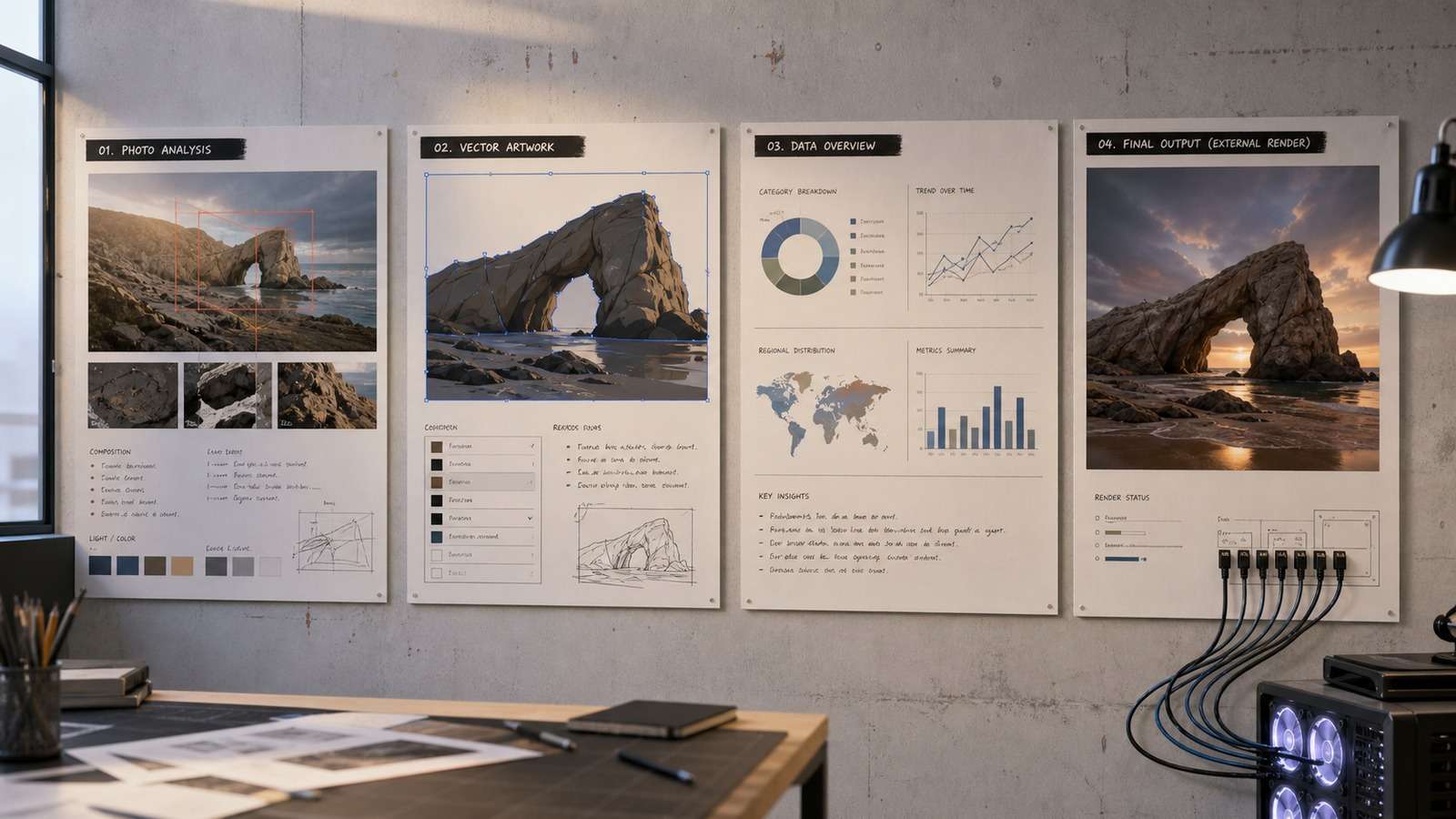 Claude AI image capabilities across analysis vector diagrams and connected raster generation