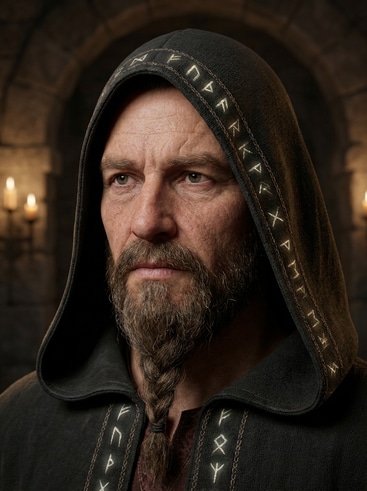 AI generated close-up headshot of a fantasy mage